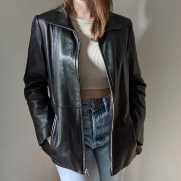 Madison Jackets & Blazers - Madison & Max black leather jacket size medium